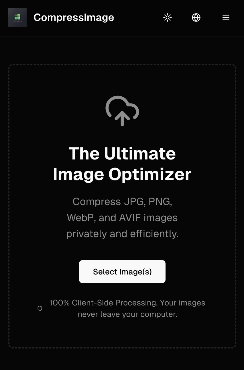 CompressImage.dev Tool Interface